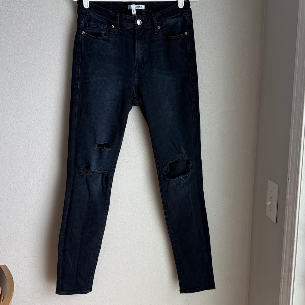 Good American dark black/ blue distressed Jeans